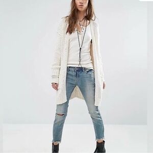 Free People Simply Sienna Crochet Knit Cardigan Ivory size Large